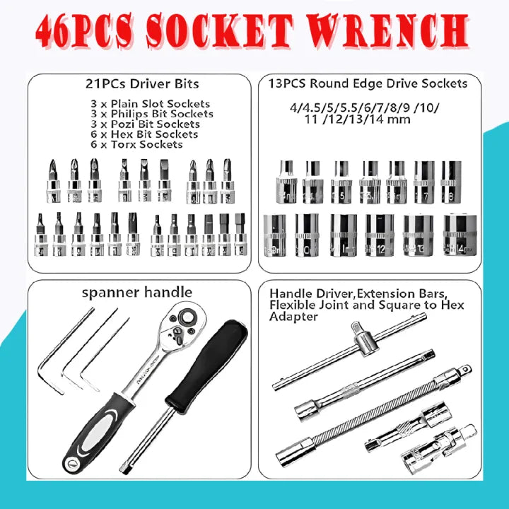 46PCS Socket Wrench Tools Set